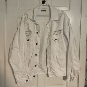 Carmar distressed white jean jacket